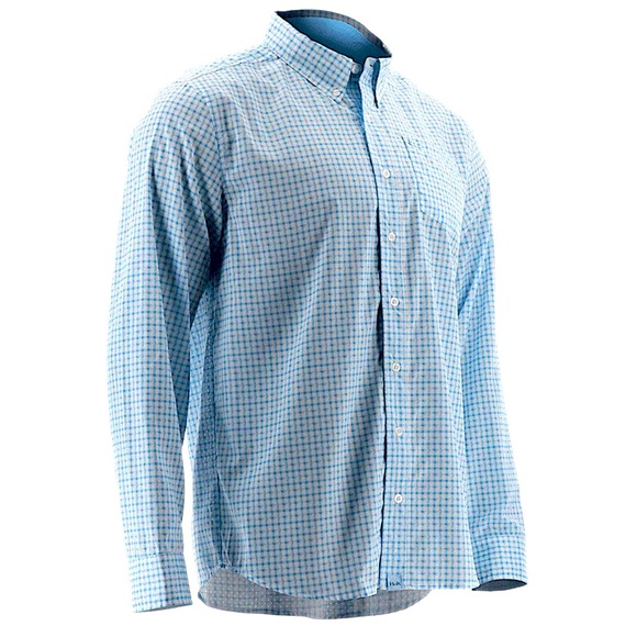 Huk Other - HUK Fishing Shirt Long Sleeve Button Down Vented Santiago Blue White Men's Small